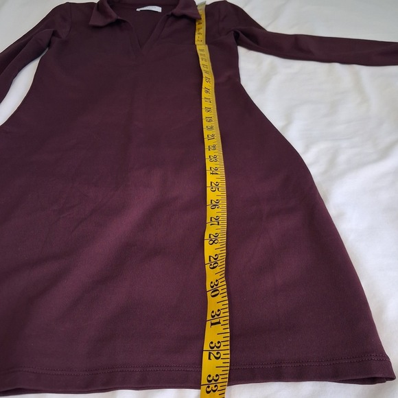 Babaton Contour Polo Long Sleeve Dress Women's Size Small Maroon Preppy Career - Picture 5 of 15
